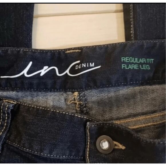 INC International Concepts Women Flare Leg Regular Fit Jeans Dark Blue Size 4 - Picture 8 of 11